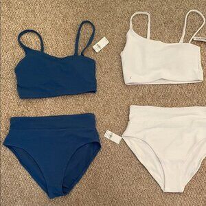 Old Navy Teal Blue and White Bikini Set